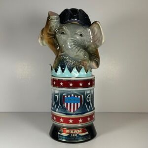 Vintage 1976 Jim Beam Republican Elephant Decanter Regal China Bicentennial 1776